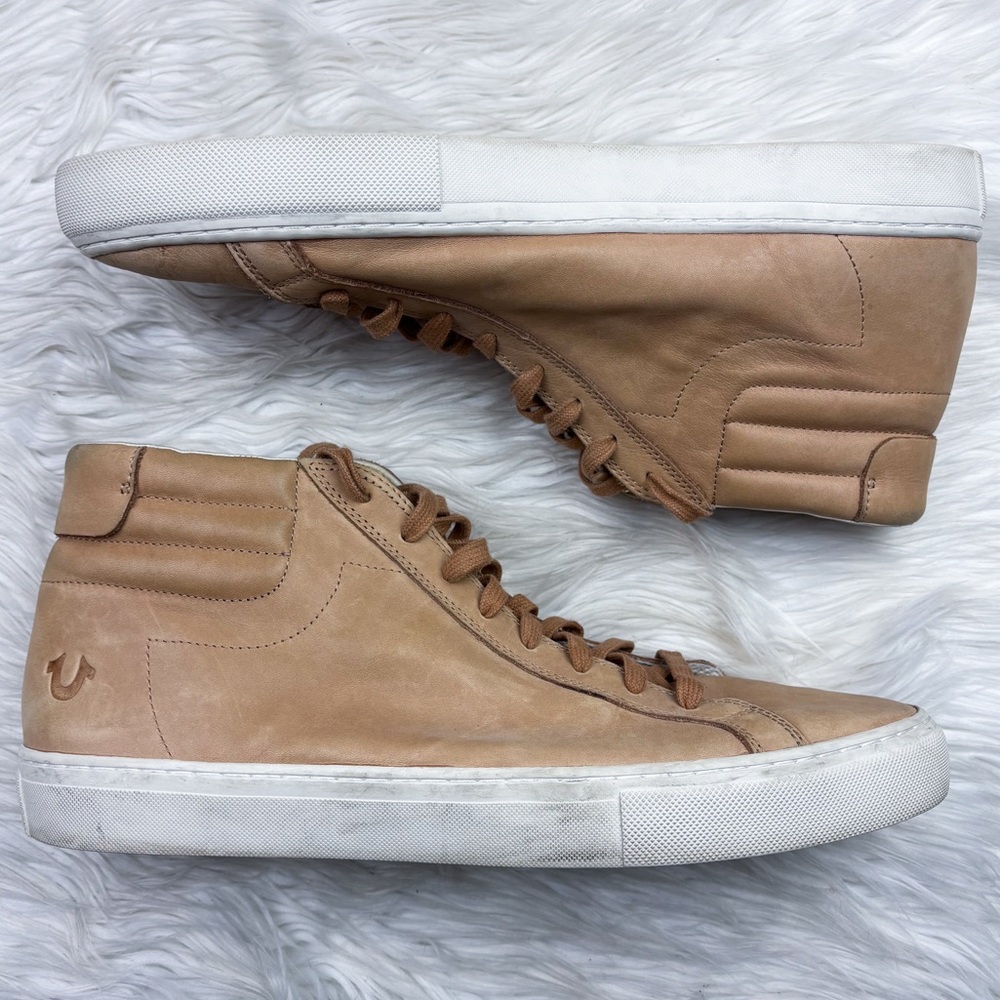 True Religion Hex V1 High Top Leather Sneakers Shoes Tan Brown Mens Size 13